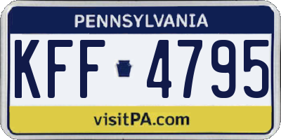 PA license plate KFF4795