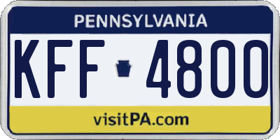 PA license plate KFF4800