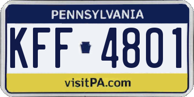 PA license plate KFF4801