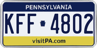 PA license plate KFF4802