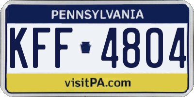 PA license plate KFF4804