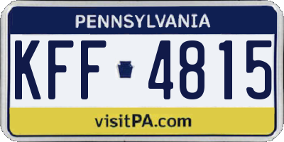 PA license plate KFF4815