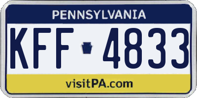 PA license plate KFF4833