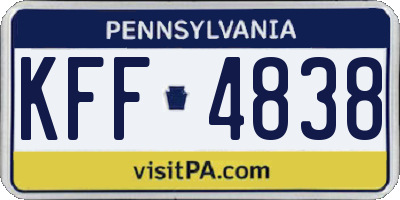 PA license plate KFF4838