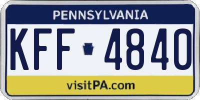 PA license plate KFF4840