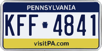 PA license plate KFF4841