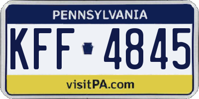 PA license plate KFF4845