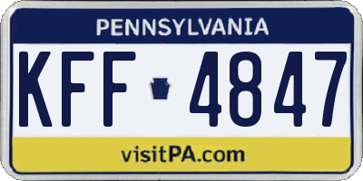 PA license plate KFF4847