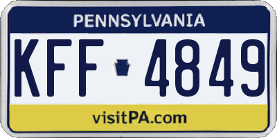 PA license plate KFF4849