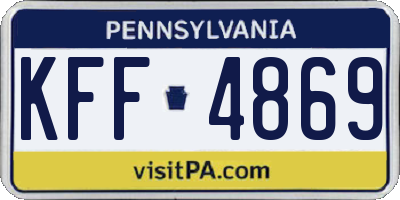 PA license plate KFF4869