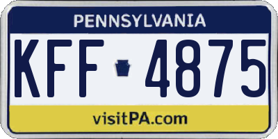 PA license plate KFF4875
