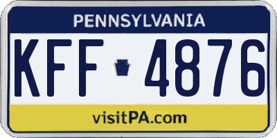 PA license plate KFF4876