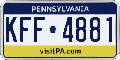 PA license plate KFF4881