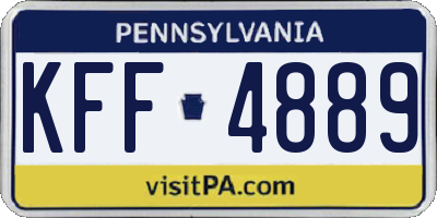 PA license plate KFF4889