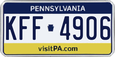 PA license plate KFF4906