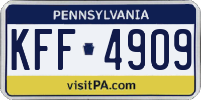 PA license plate KFF4909