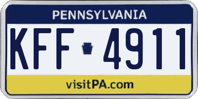 PA license plate KFF4911