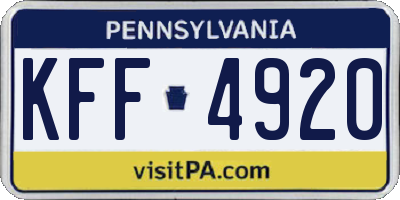 PA license plate KFF4920