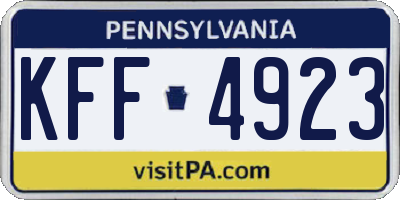 PA license plate KFF4923