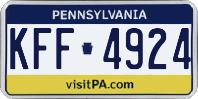 PA license plate KFF4924