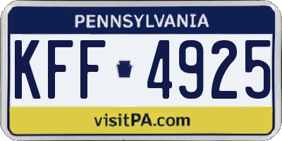 PA license plate KFF4925