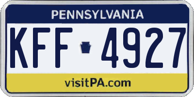 PA license plate KFF4927