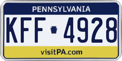 PA license plate KFF4928