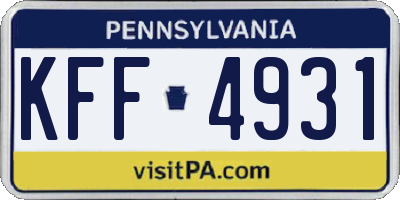 PA license plate KFF4931