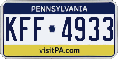 PA license plate KFF4933