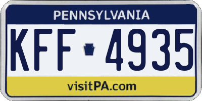 PA license plate KFF4935