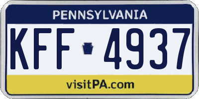 PA license plate KFF4937