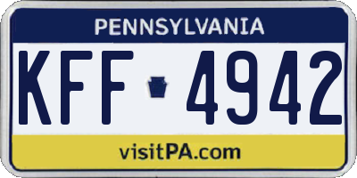 PA license plate KFF4942