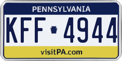 PA license plate KFF4944