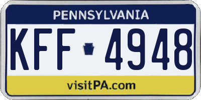 PA license plate KFF4948