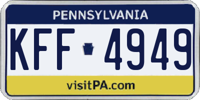 PA license plate KFF4949