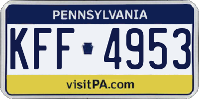 PA license plate KFF4953