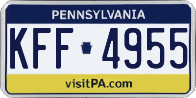 PA license plate KFF4955