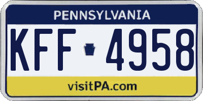 PA license plate KFF4958