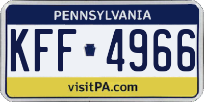 PA license plate KFF4966