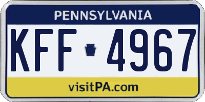 PA license plate KFF4967