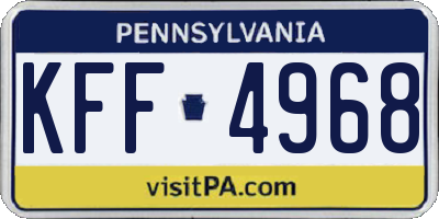 PA license plate KFF4968