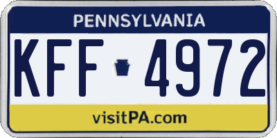 PA license plate KFF4972