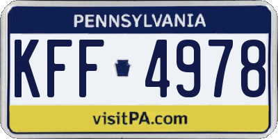 PA license plate KFF4978