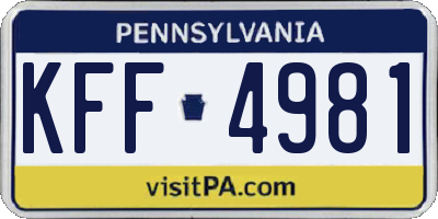 PA license plate KFF4981