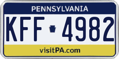 PA license plate KFF4982