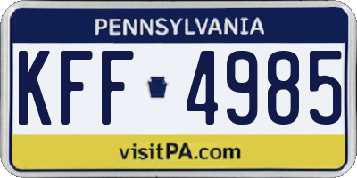 PA license plate KFF4985