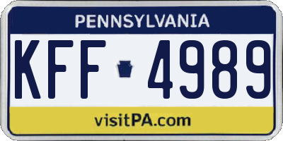 PA license plate KFF4989