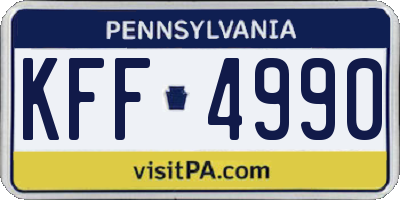 PA license plate KFF4990