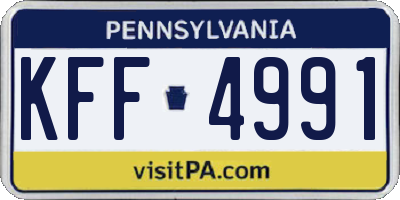 PA license plate KFF4991