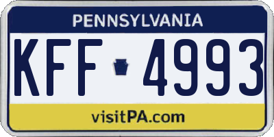 PA license plate KFF4993